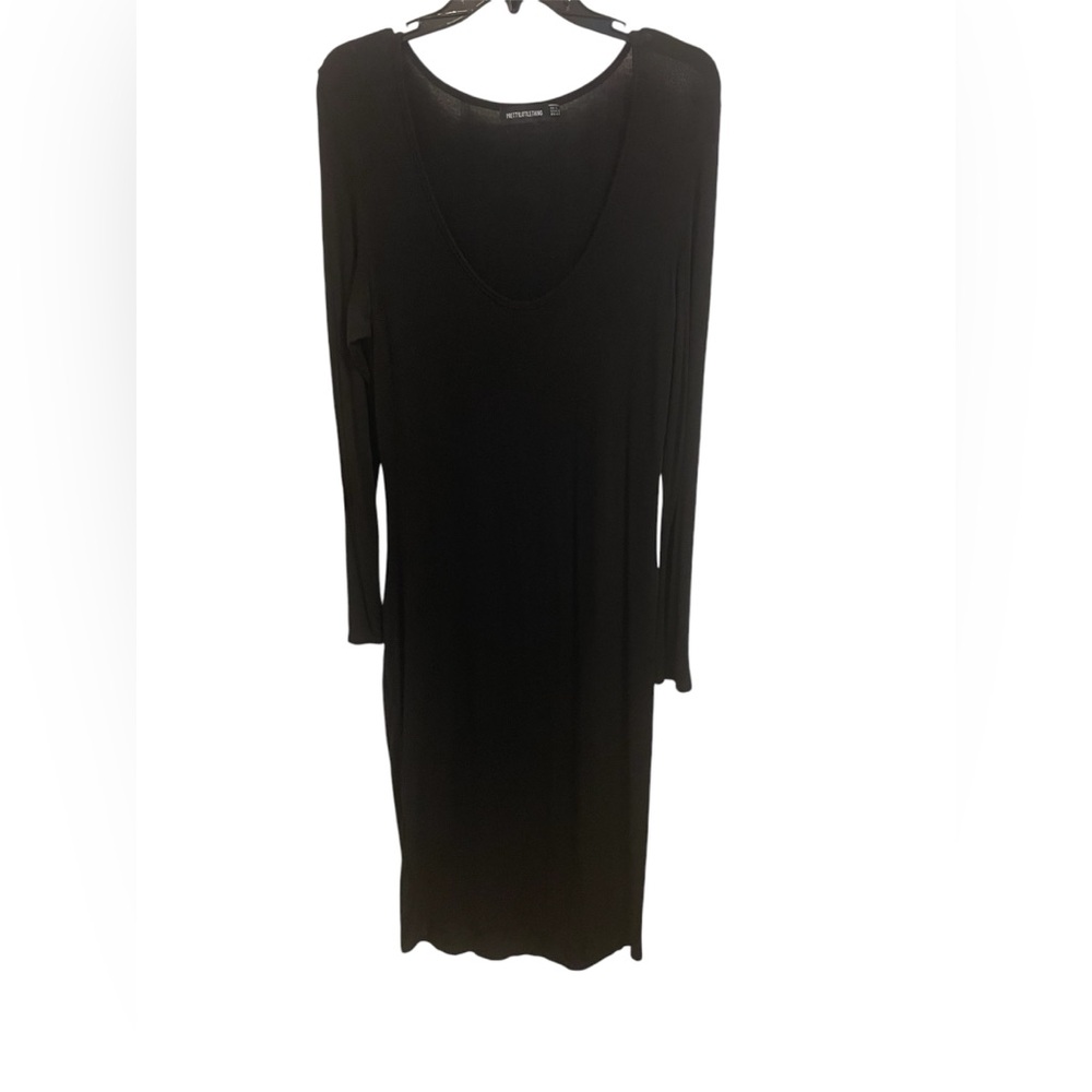 Pretty Little Thiing Black Midi Long Sleeve Dress Size 12